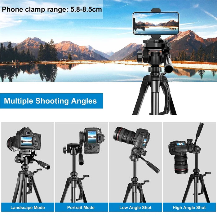 PULUZ PU3096 Smartphone Camera Selfie Live Streaming Tripod Stand with Pan Tilt Head and Phone Clamp - 4