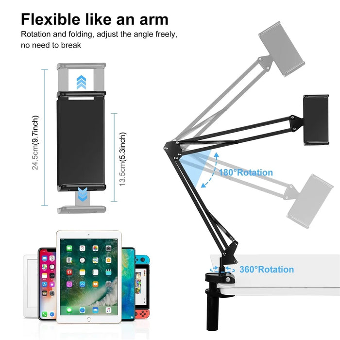 PULUZ PU535 Clip On Adjustable Desktop Suspension Arm Stand with Phone / Tablet Clamp for Live Broadcast - 3