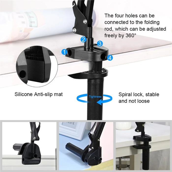 PULUZ PU650B Foldable Suspension Arm Phone Holder 360 Degree Rotation Desk Mount for Smartphones Up to 6.8 Inch - 5