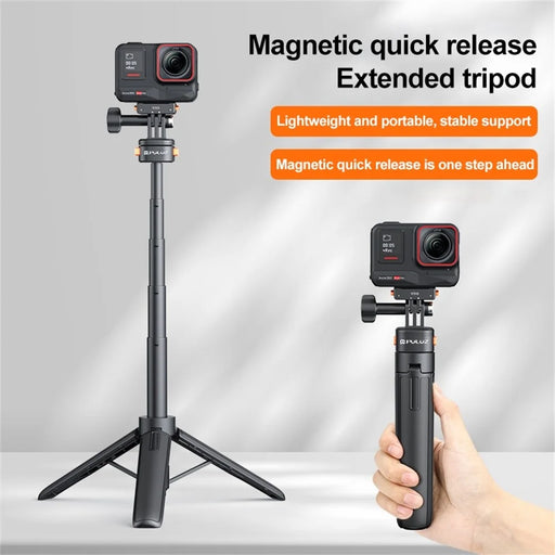 PULUZ PU729B Mini Magnetic Quick Release Tripod Adjustable Height Portable Selfie Stick for Action Cameras - 2
