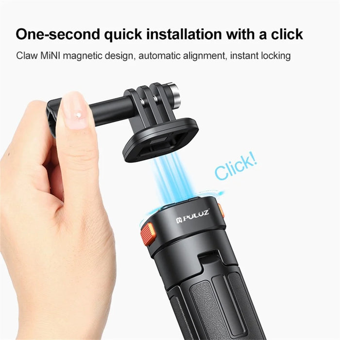 PULUZ PU729B Mini Magnetic Quick Release Tripod Adjustable Height Portable Selfie Stick for Action Cameras - 3