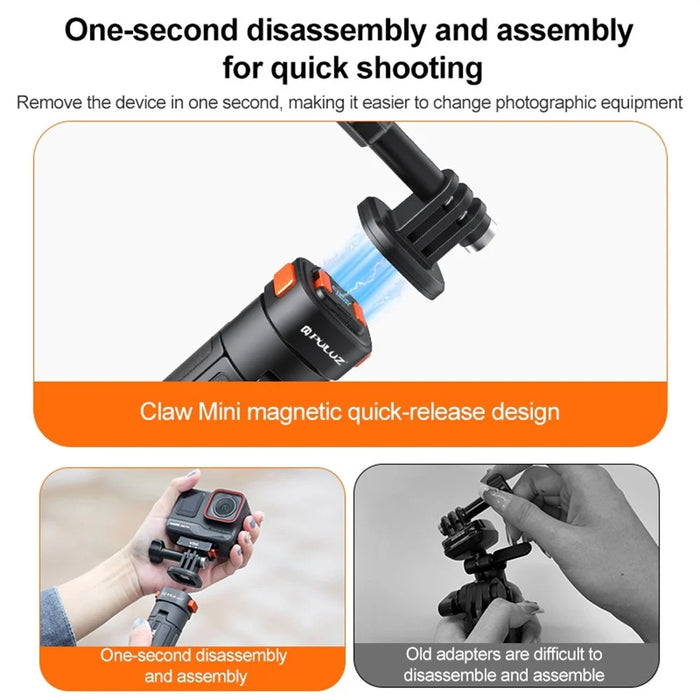 PULUZ PU729B Mini Magnetic Quick Release Tripod Adjustable Height Portable Selfie Stick for Action Cameras - 4
