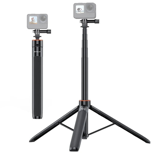 PULUZ PU731B 2 in 1 Aluminum Alloy Selfie Stick Tripod Stand 54 Inch Extendable Monopod for Action Camera - 1