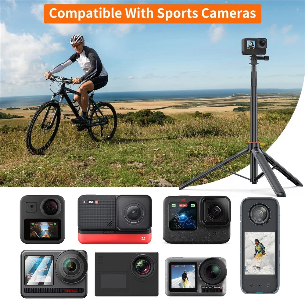 PULUZ PU731B 2 in 1 Aluminum Alloy Selfie Stick Tripod Stand 54 Inch Extendable Monopod for Action Camera - 7