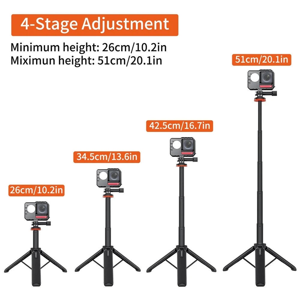 PULUZ PU733B 4-stage Adjustable Non Slip Tripod for GoPro / DJI Action Camera Extendable Selfie Stick - 2