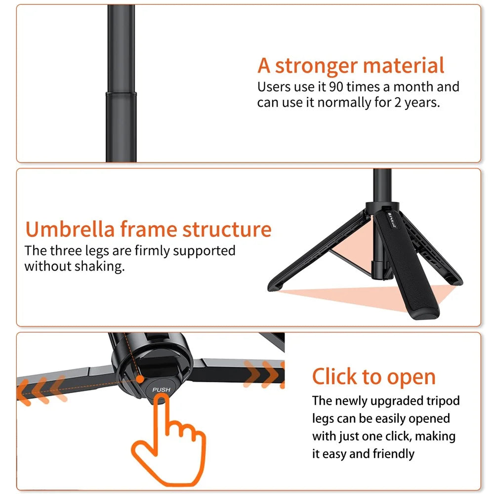 PULUZ PU733B 4-stage Adjustable Non Slip Tripod for GoPro / DJI Action Camera Extendable Selfie Stick - 5