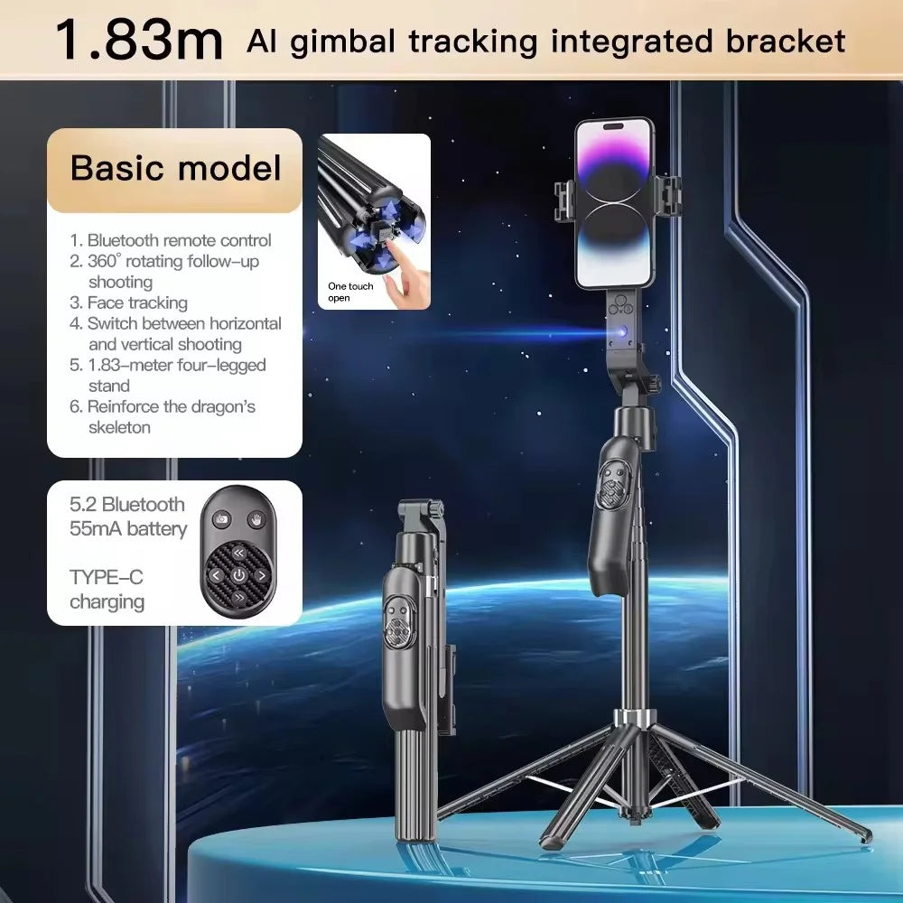 Q565 Smartphone Facial Tracking Gimbal Selfie Stick Anti Shake Extendable 4-Leg Stand - 2