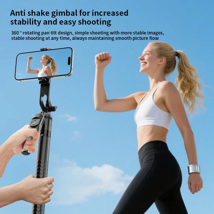 K50 Single Phone Clip Bluetooth-Compatible Selfie Stick 1.9m Extendable Tripod with 2 Fill Lights - Black - 3