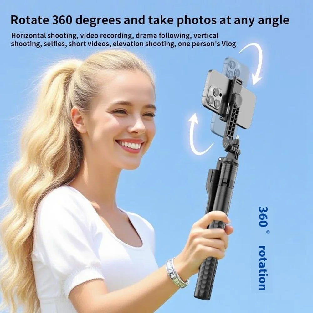 K50 Single Phone Clip TikTok Bluetooth-Compatible Selfie Stick 1.9m Extendable Live Streaming Tripod - Black - 5