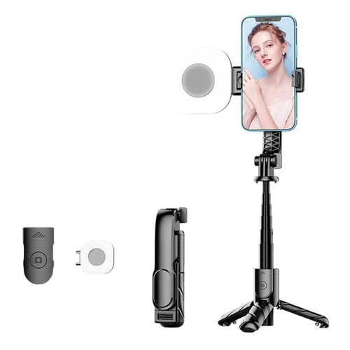 K25MINI Portable Bluetooth-Compatible Selfie Stick Smartphone Photography Tripod with 1 Square Fill Light - 1