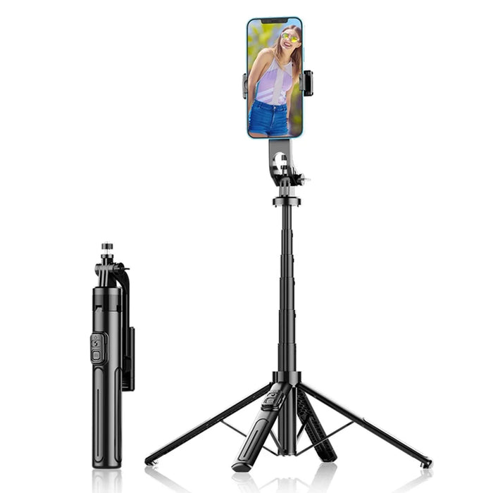 K27 Bluetooth-Compatible Selfie Stick Smartphone Extendable Live Streaming 4 Leg Stand - Black - 2