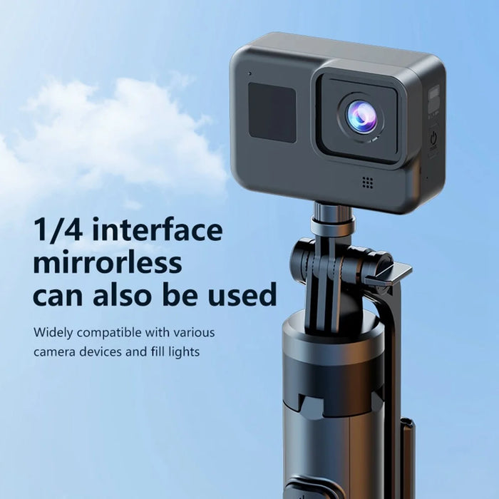 K27 Bluetooth-Compatible Selfie Stick Smartphone Extendable Live Streaming 4 Leg Stand - Black - 5