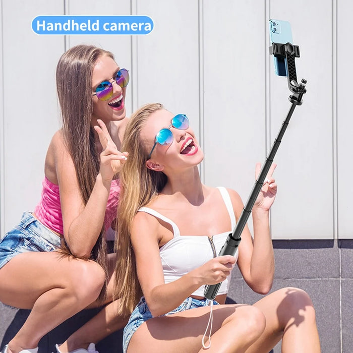 K27 Bluetooth-Compatible Selfie Stick Phone Extendable Live Streaming 4-Leg Stand with 1 Fill Light - Black - 4