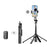 K27 Bluetooth-Compatible Selfie Stick Phone Extendable Live Streaming 4-Leg Stand with 1 Square Fill Light - Black - 1