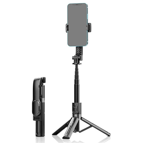 K26 Bluetooth-Compatible Phone Selfie Stick Portable Travel Extendable Live Streaming Tripod - Black - 1