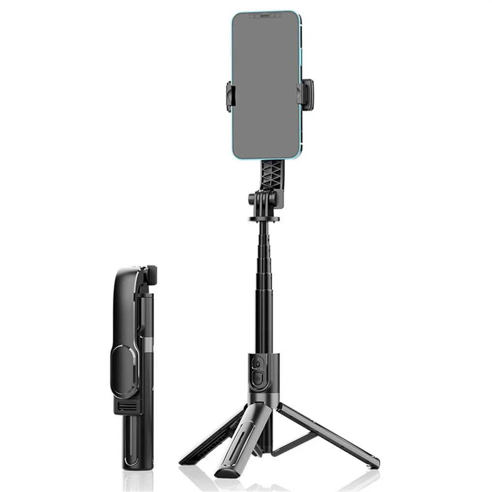 K26 Bluetooth-Compatible Phone Selfie Stick Portable Travel Extendable Live Streaming Tripod - Black - 1