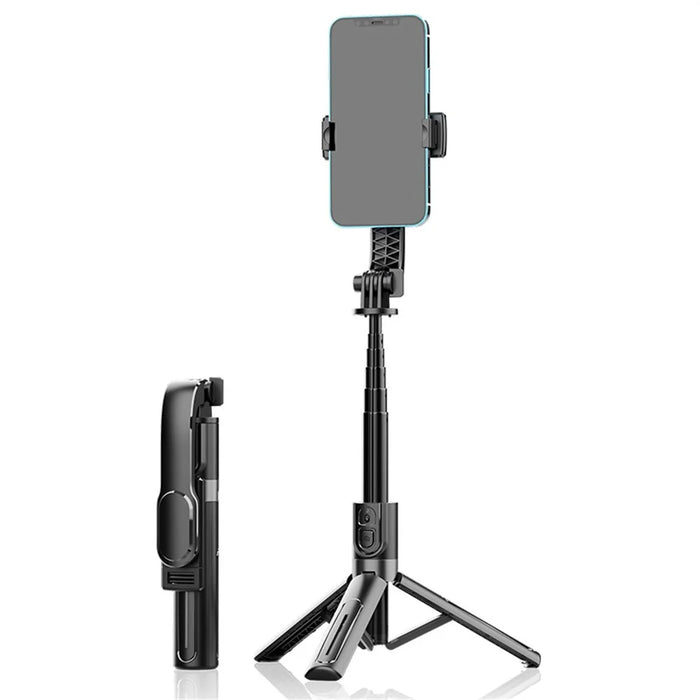 K26 Bluetooth-Compatible Phone Selfie Stick Portable Travel Extendable Live Streaming Tripod - Black - 1