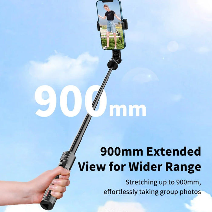K26 Bluetooth-Compatible Phone Selfie Stick Portable Travel Extendable Live Streaming Tripod with 2 Fill Lights - Black - 7