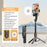 K26 Bluetooth-Compatible Phone Selfie Stick Portable Travel Extendable Tripod with 1 Square Fill Light - Black - 2