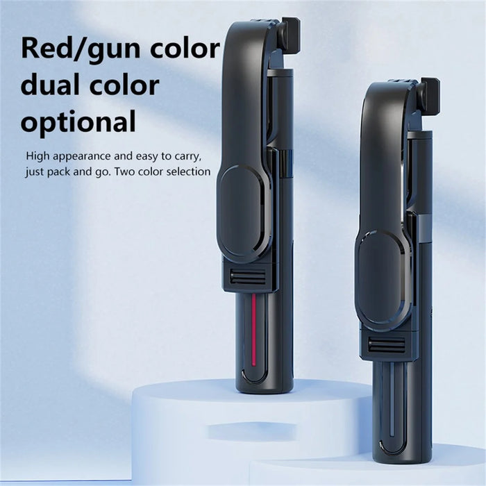 K26 Bluetooth-Compatible Phone Selfie Stick Portable Travel Extendable Tripod with 1 Square Fill Light - Black - 3