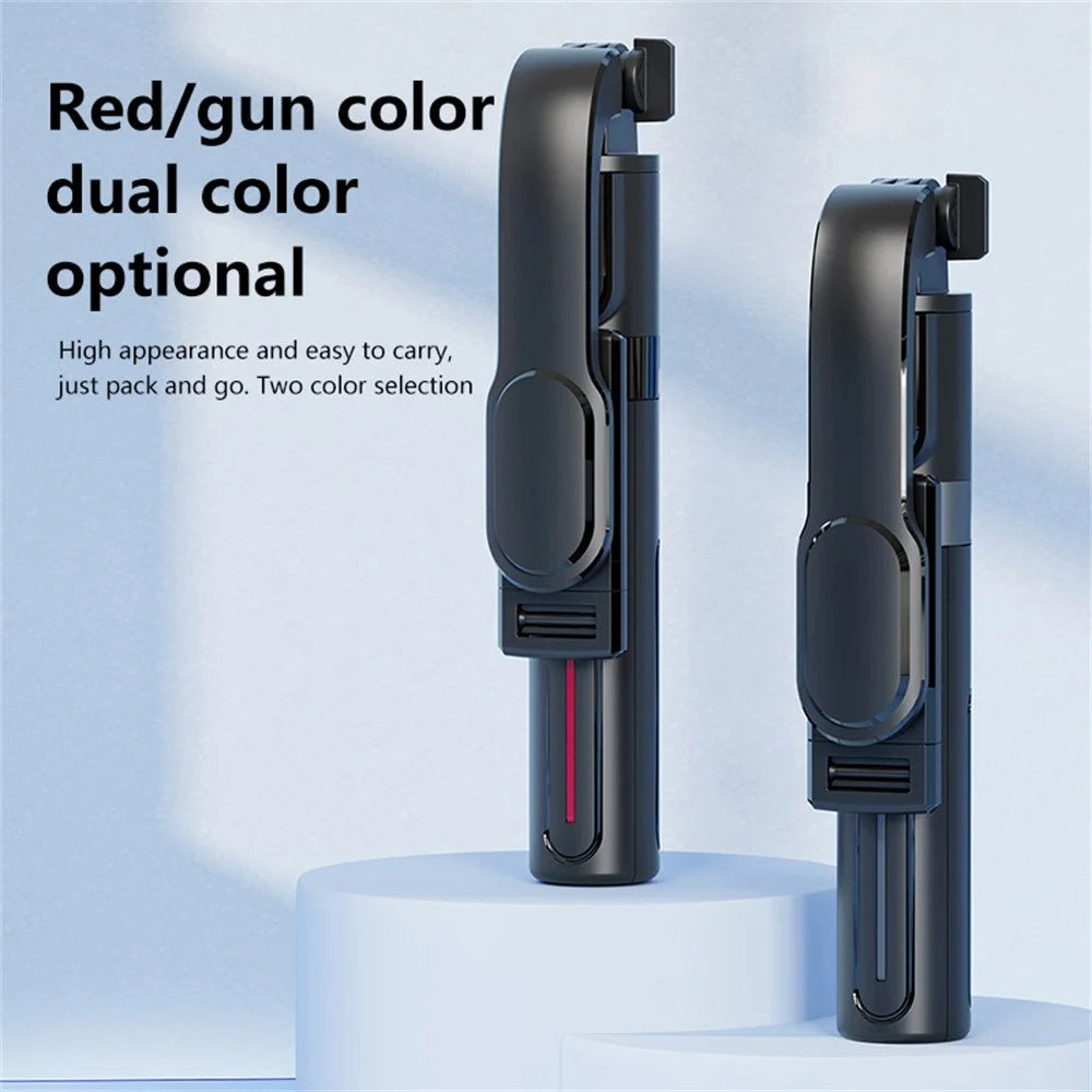 K26 Bluetooth-Compatible Phone Selfie Stick Portable Travel Extendable Tripod with 2 Square Fill Lights - Red - 3