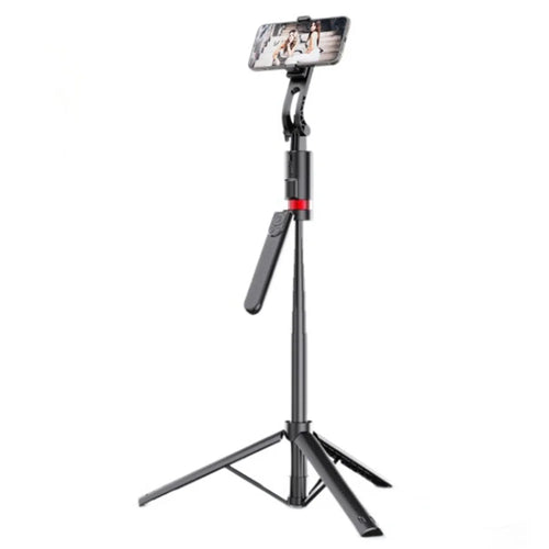 JH18 Selfie Stick Tripod Bluetooth-Compatible Remote Control Phone Tripod Stand Detachable Gimbal - Obsidian Black - 1