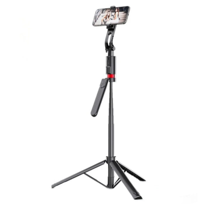JH18 Selfie Stick Tripod Bluetooth-Compatible Remote Control Phone Tripod Stand Detachable Gimbal - Obsidian Black - 1