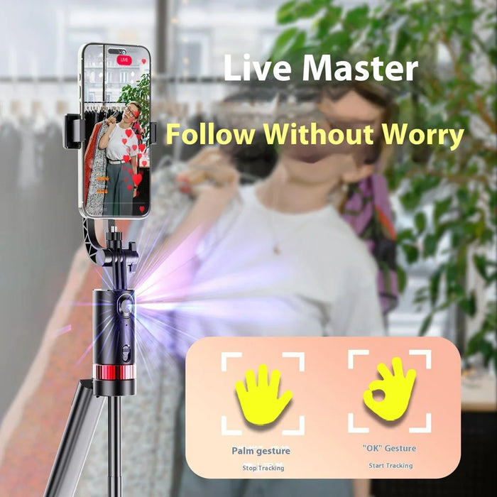 JH18 Selfie Stick Tripod Bluetooth-Compatible Remote Control Phone Tripod Stand Detachable Gimbal - Obsidian Black - 4