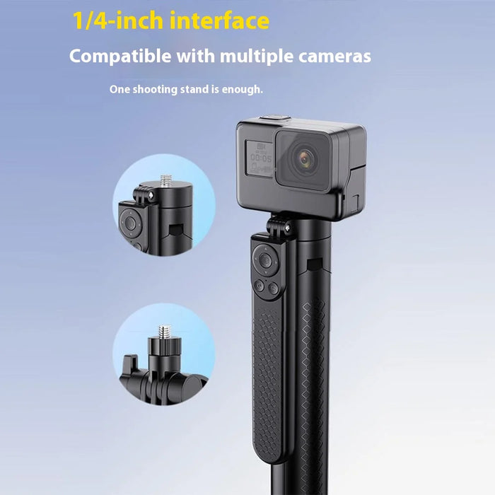 JH18 Selfie Stick Tripod Bluetooth-Compatible Remote Control Phone Tripod Stand Detachable Gimbal - Obsidian Black - 7
