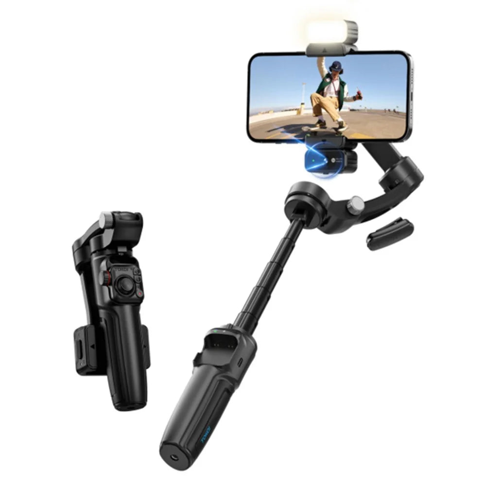 M06 Handheld 3 Axis Gimbal Stabilizer for Smartphone AI Face Tracking Extendable Selfie Stick with Fill Light - 1