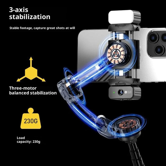 M06 Handheld 3 Axis Gimbal Stabilizer for Smartphone AI Face Tracking Extendable Selfie Stick with Fill Light - 5