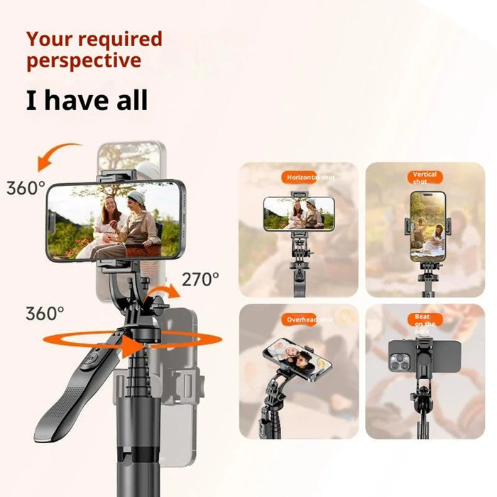 L16TT Aluminum Alloy Pole Extendable Selfie Stick Auto Pop Up Tripod Anti Shake Floor Stand for Panoramic Shooting - 4