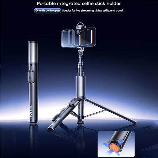 REMAX P10 Portable Selfie Stick with Bluetooth-compatible Remote Automatic Pop Up Tripod for 4.7-6.7 Inch Phones - 2