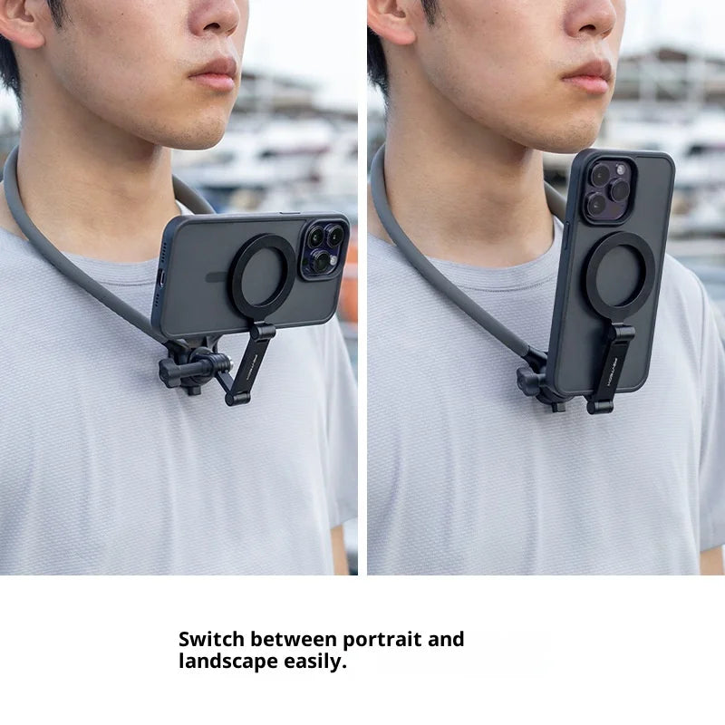PGYTECH P-GM-392 Magnetic Neck Mount for Phones, POV/Vlog Selfie Mount Hand Free Phone Neck Holder - Grey - 5