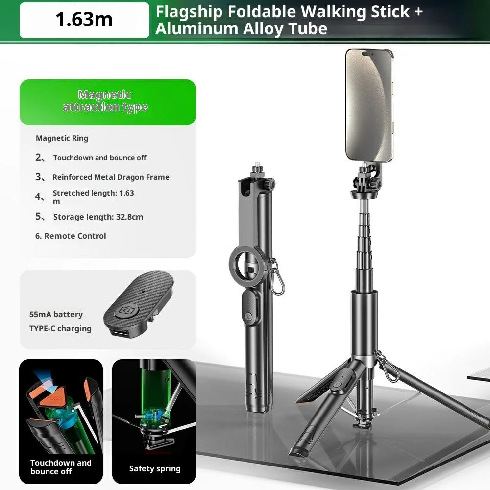 P24MF Portable Magnetic Tripod for Smartphones 360° Rotate Magnetic Selfie Stick Phone Holder - 2