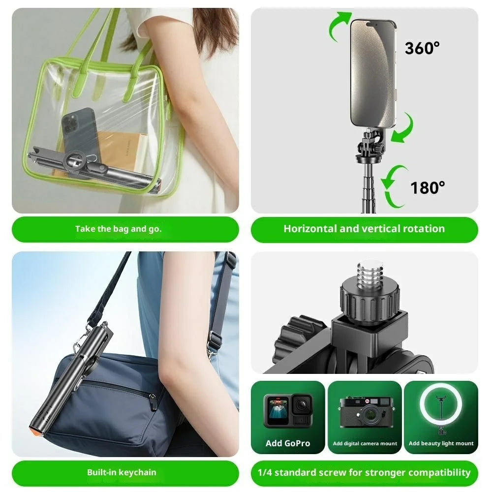 P24MF Portable Magnetic Tripod for Smartphones 360° Rotate Magnetic Selfie Stick Phone Holder - 6