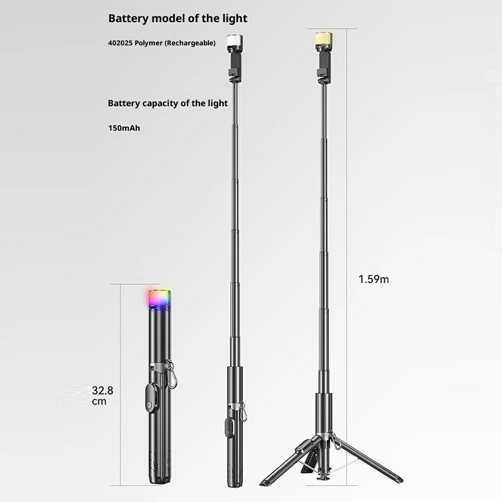 P24 Portable Selfie Stick Phone Holder for Live Streaming Travel Anti Shake Extendable Tripod - Black - 7