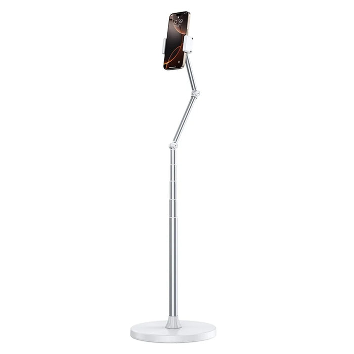 X9 Integrated Foldable Phone Floor Stand Telescopic Adjustable Overhead Shooting Stand for Live Streaming - White - 1