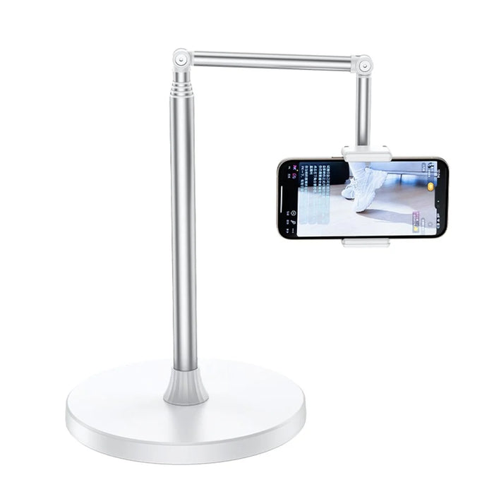 X9 Integrated Foldable Phone Floor Stand Telescopic Adjustable Overhead Shooting Stand for Live Streaming - White - 3