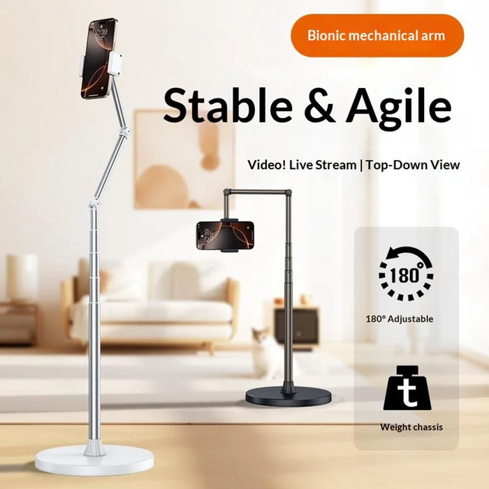 X9 Integrated Foldable Phone Floor Stand Telescopic Adjustable Overhead Shooting Stand for Live Streaming - White - 5