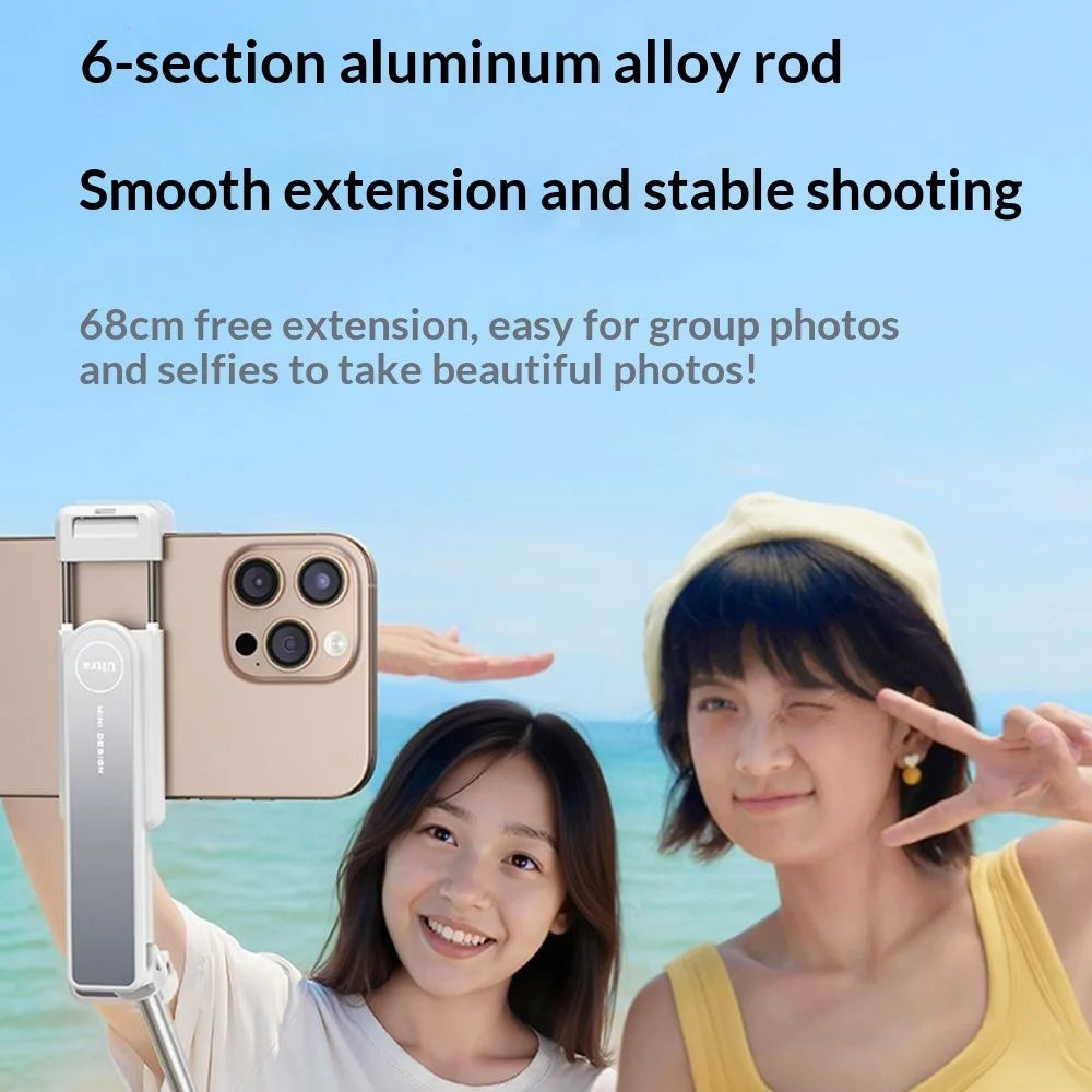 I8 Ultra Mini Portable Bluetooth-Compatible Selfie Stick Anti-Shake Telescopic Phone Selfie Tripod For Travel  /  Photography - White - 5