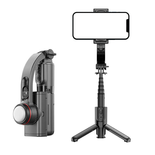 CYKE L18S For Smartphone Selfie Stick Single-Axis Gimbal Stabilizer Tripod Stand with 3-Color Fill Light - Black - 1