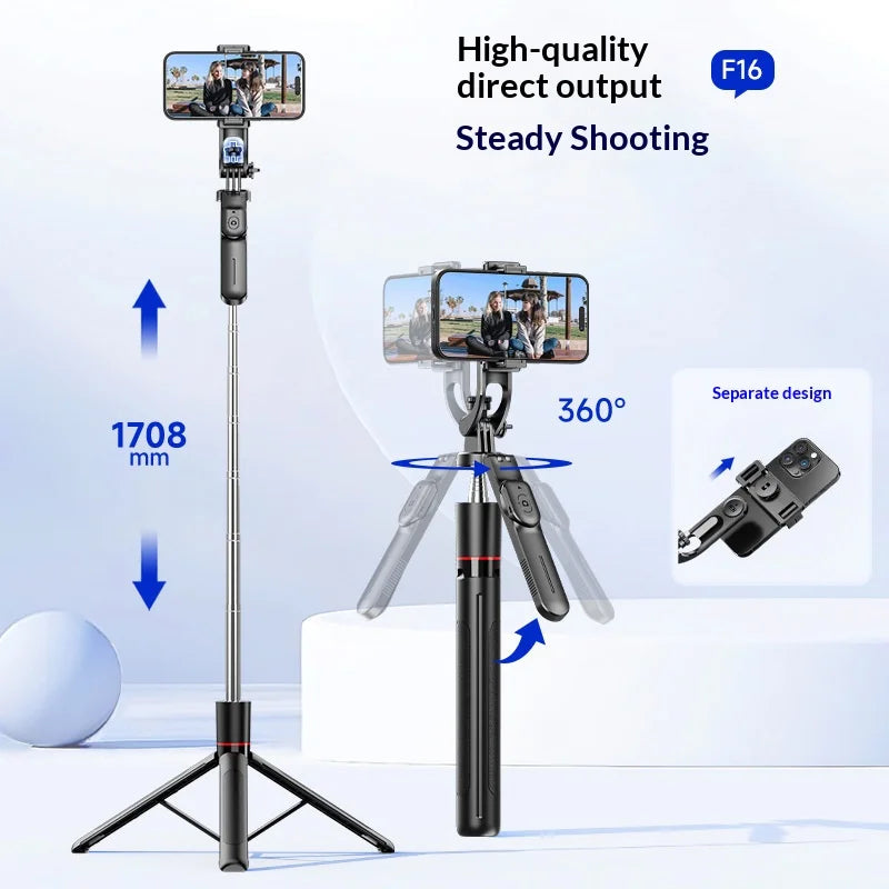 CYKE F16 Handheld Selfie Stick Extendable Tripod Stand with Bluetooth-compatible Remote for Live Streaming - 3
