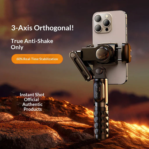 CYKE 2 in 1 Gimbal Stabilizer Selfie Stick Anti-Shake Phone Holder Tripod Stand with LED Fill Light - Black - 2