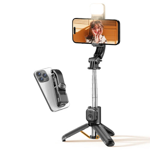 CYKE Q21S For Smartphone Bluetooth-compatible Selfie Stick with Fill Light Mini Tripod for Live Streaming Vlogging - Black - 1