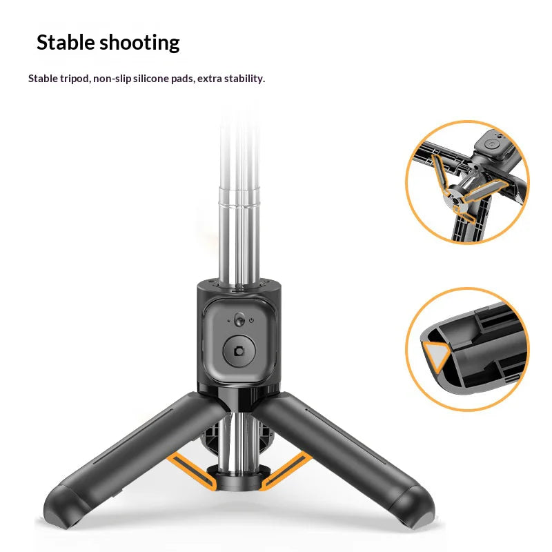 CYKE Q21S For Smartphone Bluetooth-compatible Selfie Stick with Fill Light Mini Tripod for Live Streaming Vlogging - Black - 5