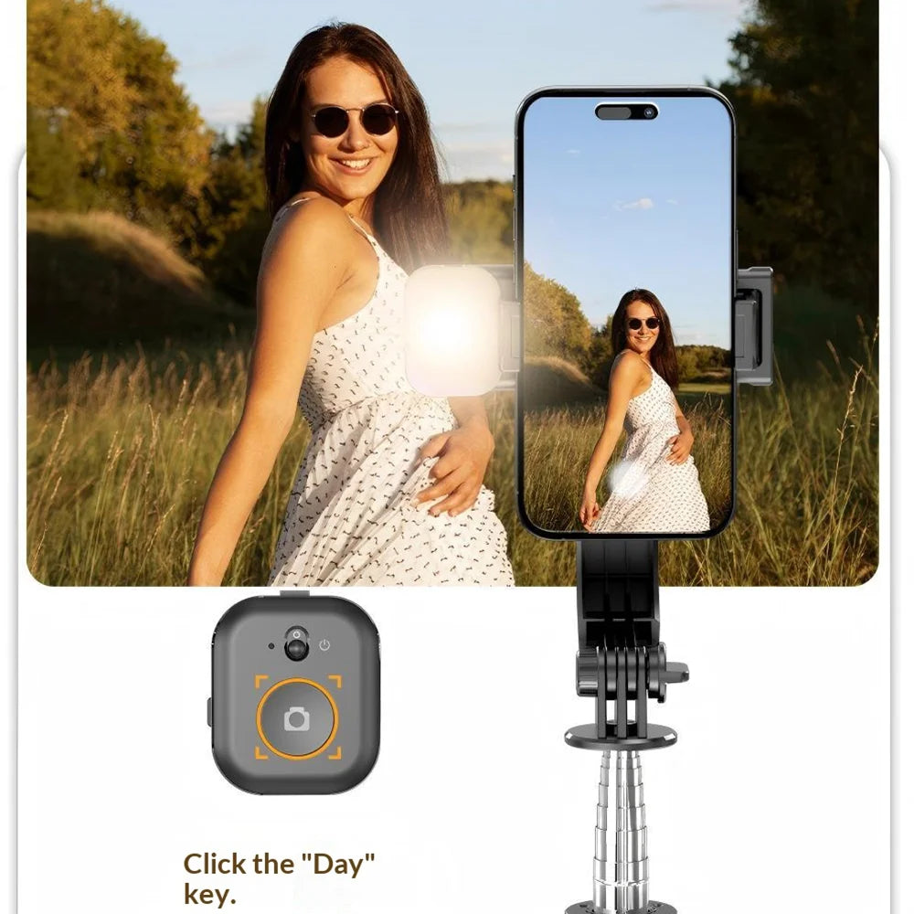 CYKE Q21S For Smartphone Bluetooth-compatible Selfie Stick with Fill Light Mini Tripod for Live Streaming Vlogging - Black - 6