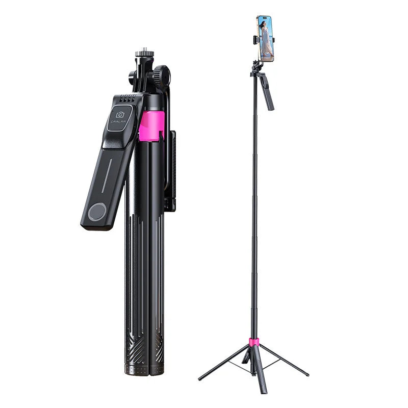 CYKE SS1 Phone Tripod 165cm Extendable Selfie Stick 4-Leg Stable Stand with Bluetooth-compatible Remote - Black - 1