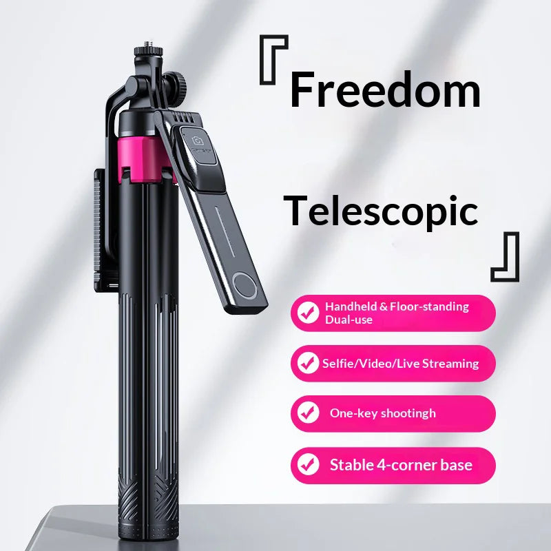 CYKE SS1 Phone Tripod 165cm Extendable Selfie Stick 4-Leg Stable Stand with Bluetooth-compatible Remote - Black - 3