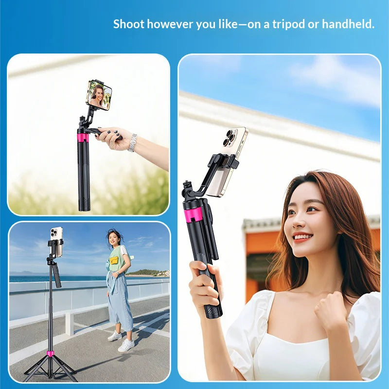 CYKE SS1 Phone Tripod 165cm Extendable Selfie Stick 4-Leg Stable Stand with Bluetooth-compatible Remote - Black - 4
